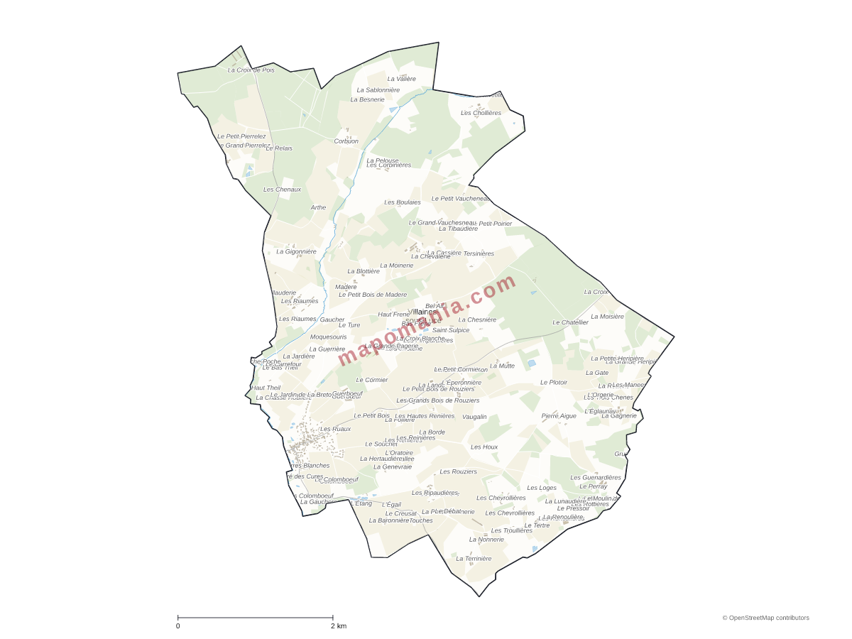 Carte de Villaines-sous-Lucé à personnaliser