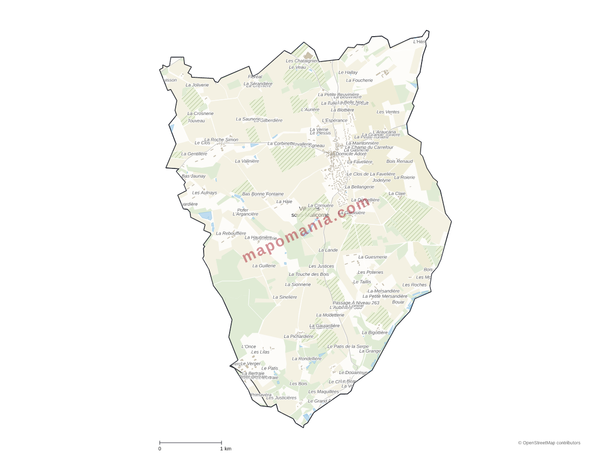Carte de Villaines-sous-Malicorne à personnaliser