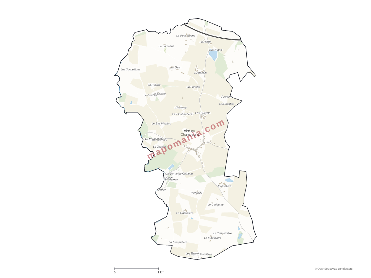 Carte de Viré-en-Champagne à personnaliser