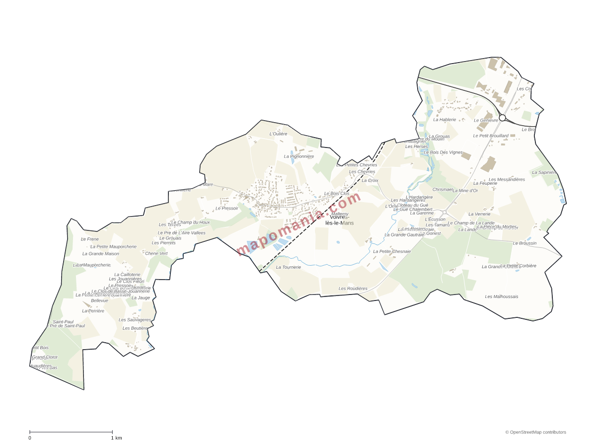 Carte de Voivres-lès-le-Mans à personnaliser