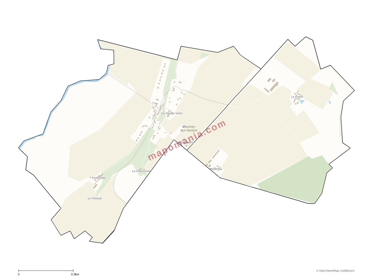 Carte de Vouvray-sur-Huisne à personnaliser