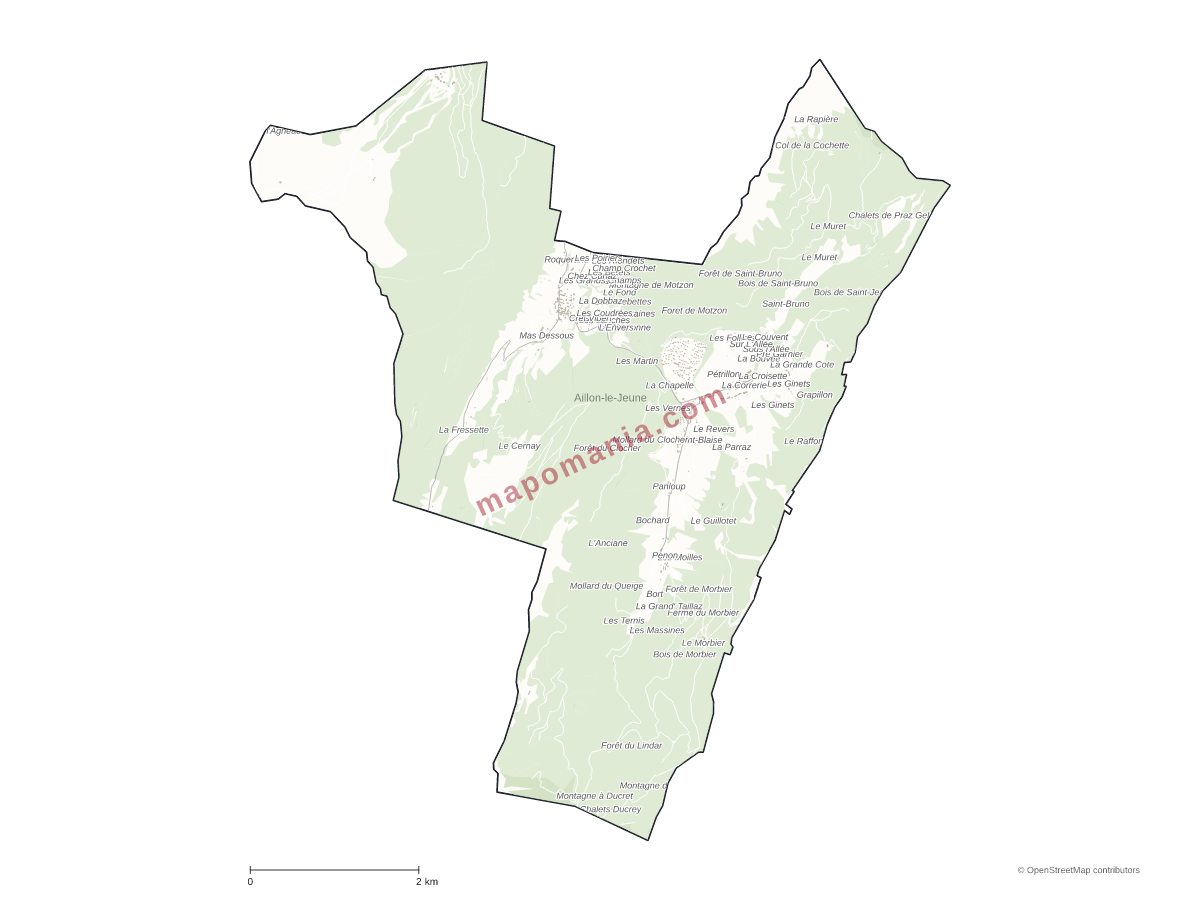 Carte de Aillon-le-Jeune à personnaliser