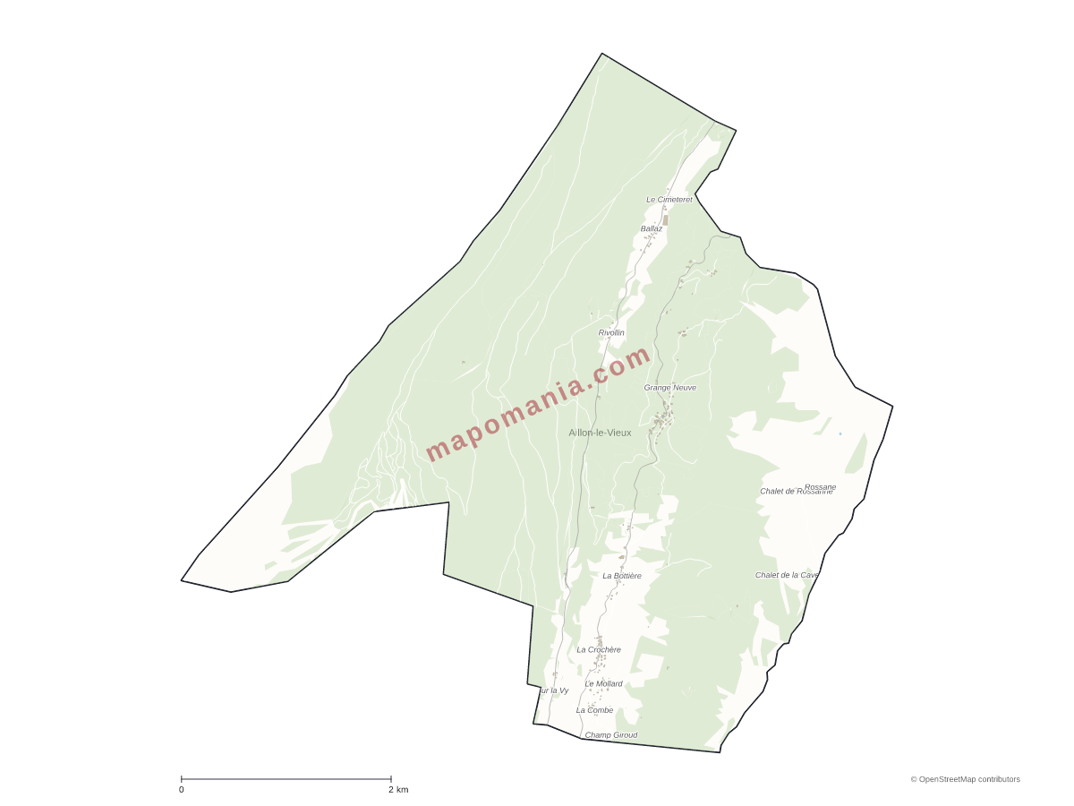 Carte de Aillon-le-Vieux à personnaliser