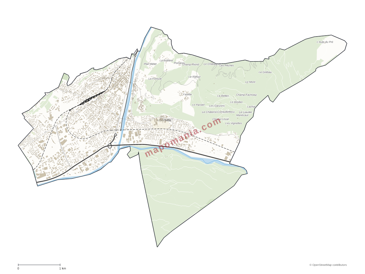 Carte de Albertville à personnaliser