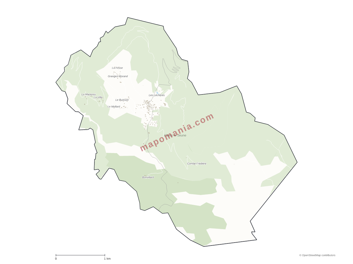 Carte de Albiez-le-Jeune à personnaliser