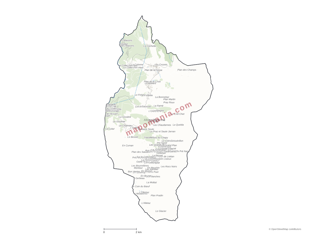 Carte de Albiez-Montrond à personnaliser