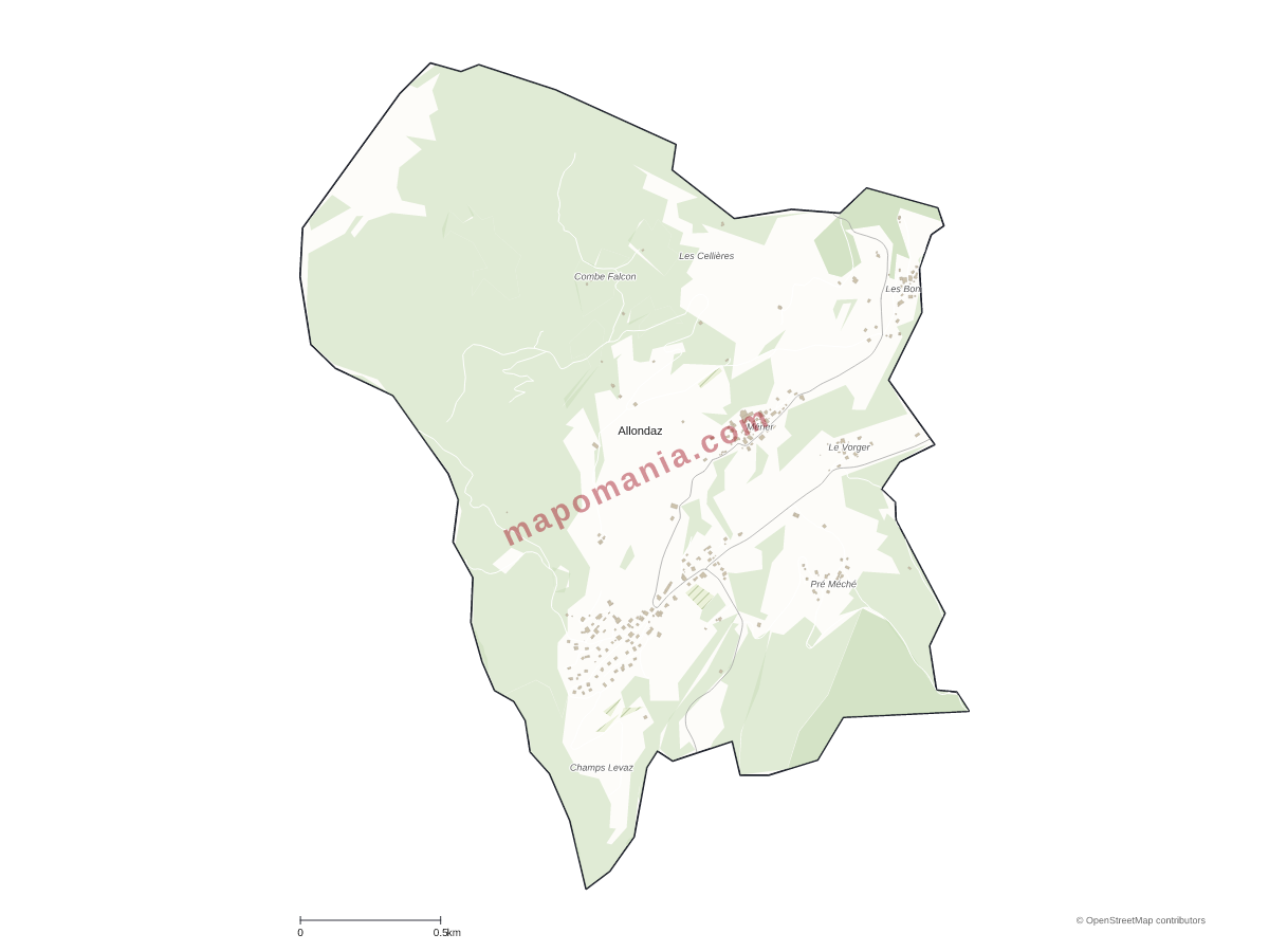Carte de Allondaz à personnaliser
