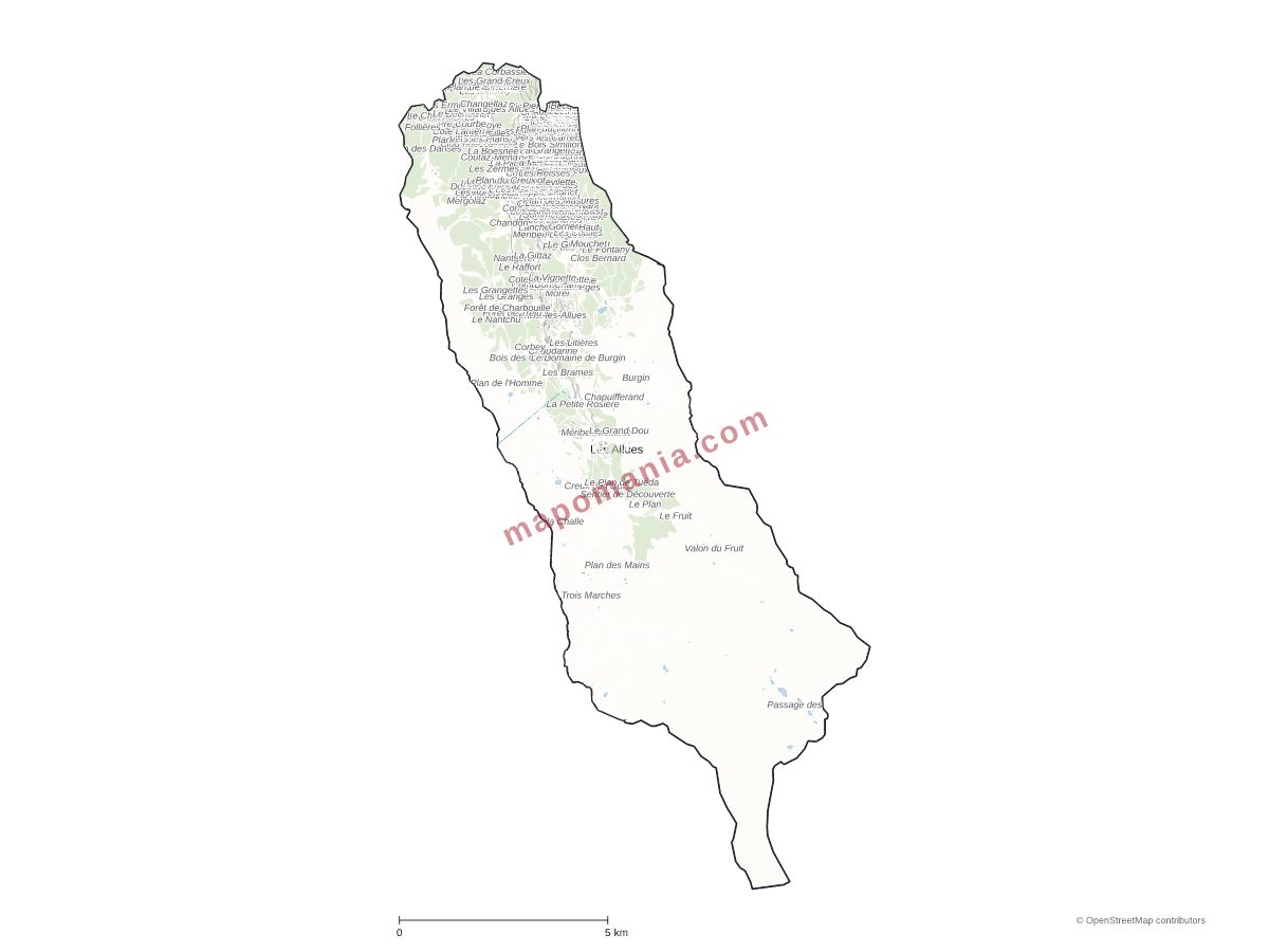 Carte de Les Allues à personnaliser
