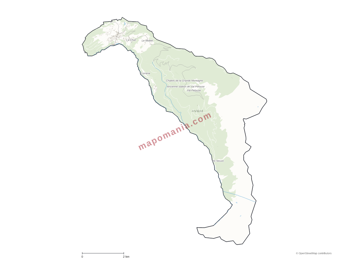 Carte de Arvillard à personnaliser