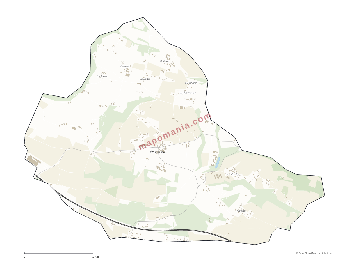 Carte de Avressieux à personnaliser