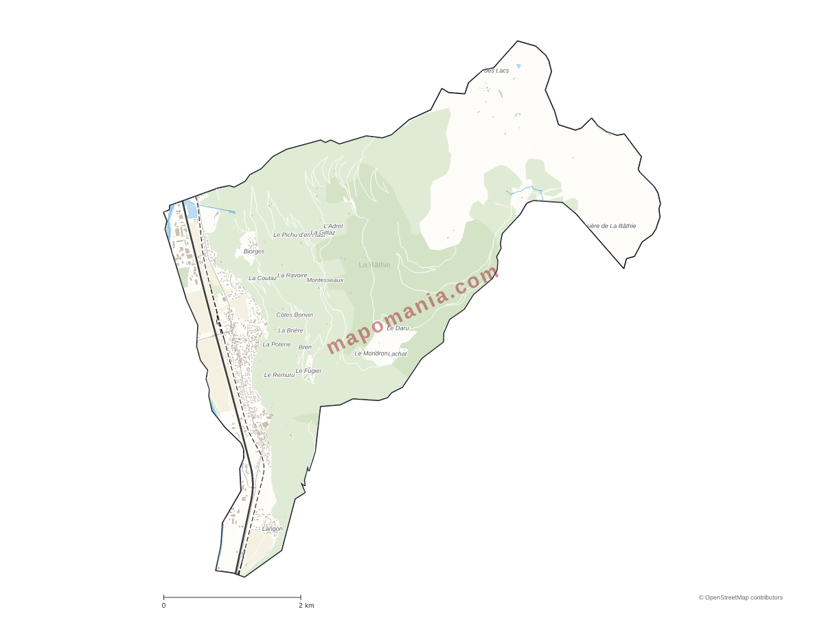 Carte de La Bâthie à personnaliser