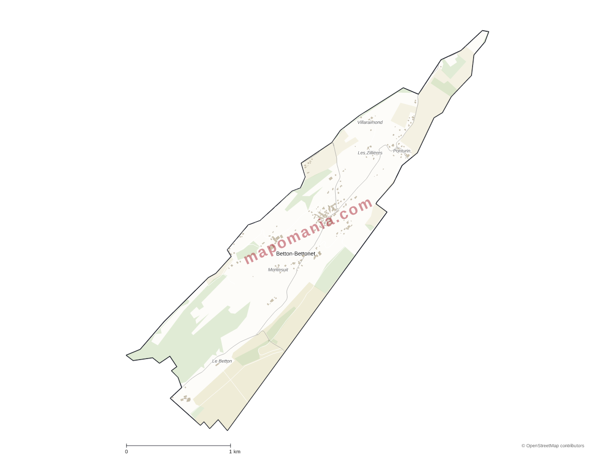 Carte de Betton-Bettonet à personnaliser