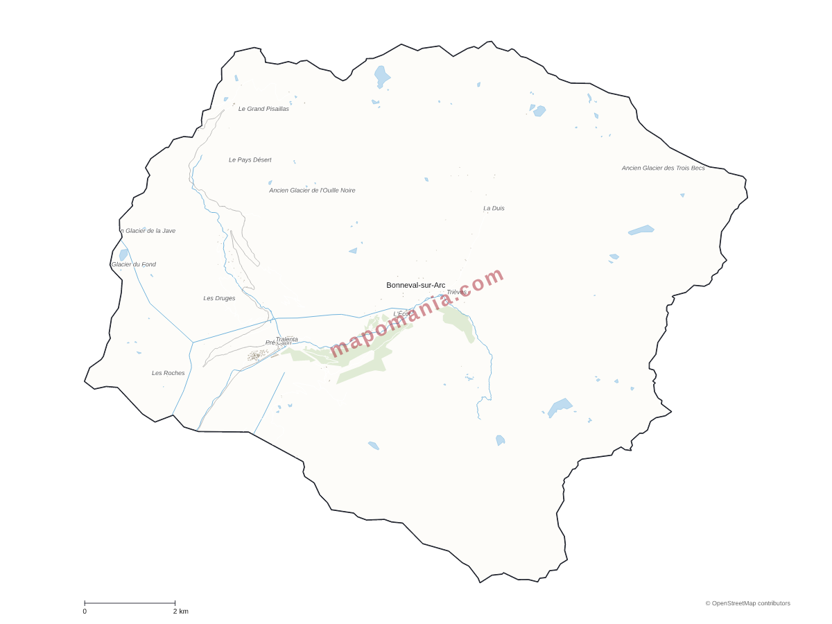 Carte de Bonneval-sur-Arc à personnaliser