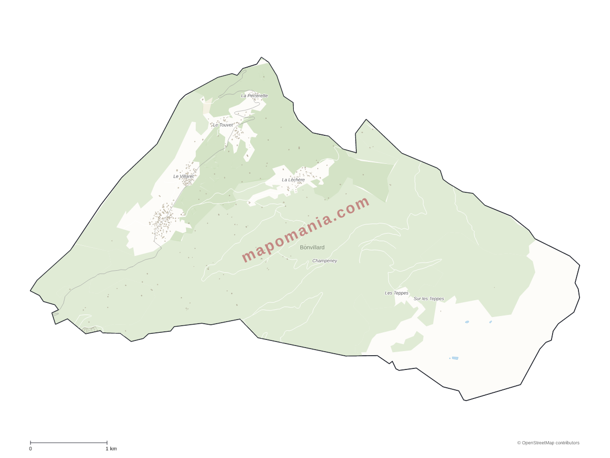 Carte de Bonvillard à personnaliser