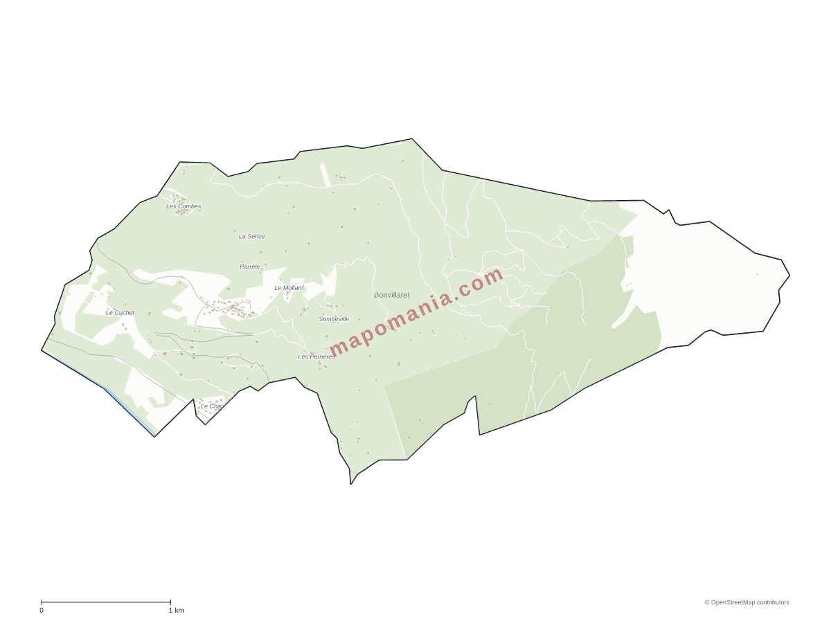 Carte de Bonvillaret à personnaliser