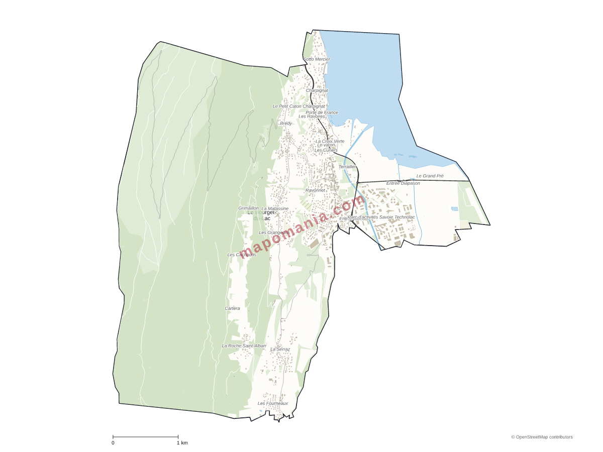 Carte de Le Bourget-du-Lac à personnaliser