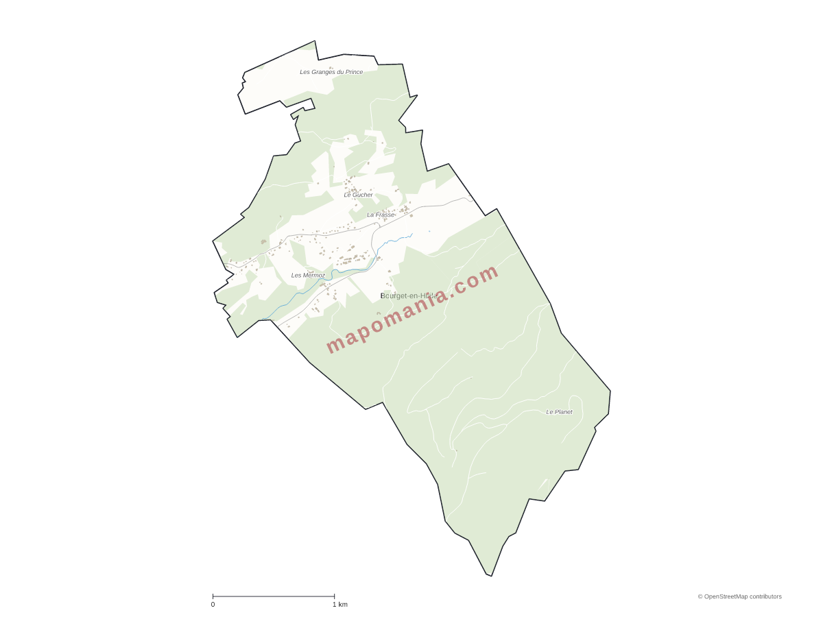Carte de Bourget-en-Huile à personnaliser