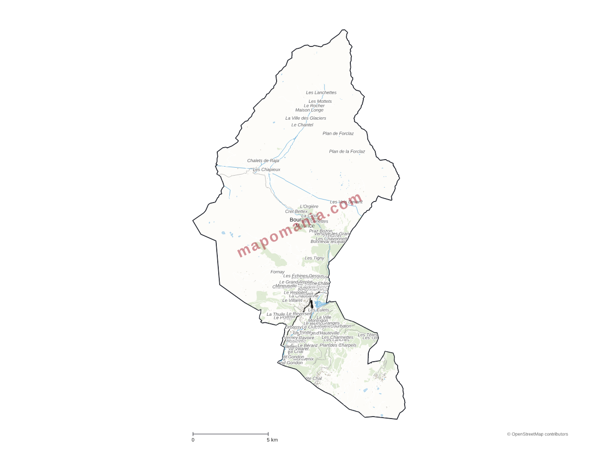Carte de Bourg-Saint-Maurice à personnaliser