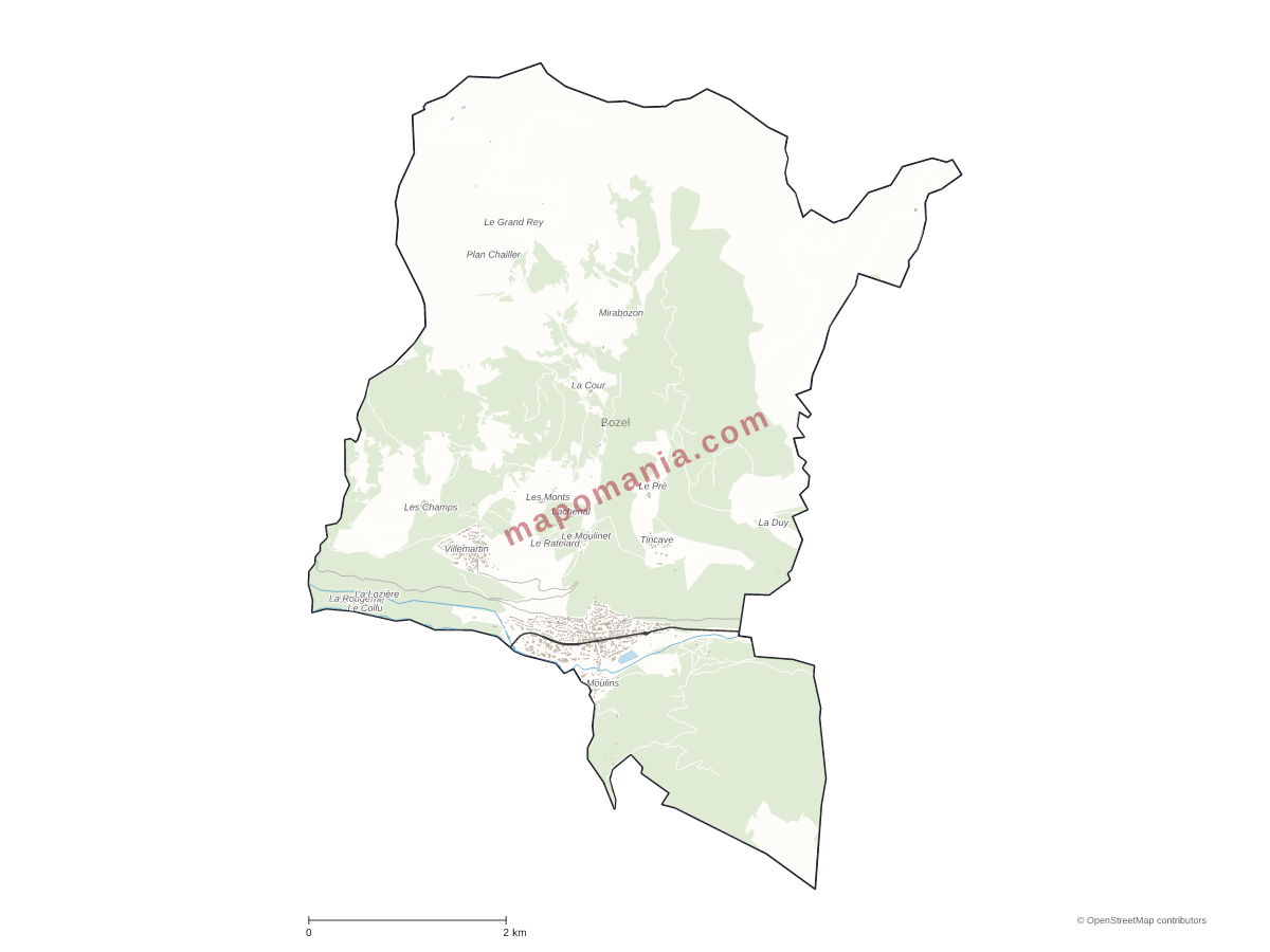 Carte de Bozel à personnaliser