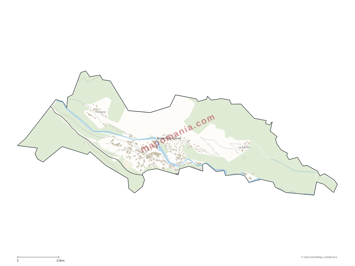 Carte de Brides-les-Bains à personnaliser
