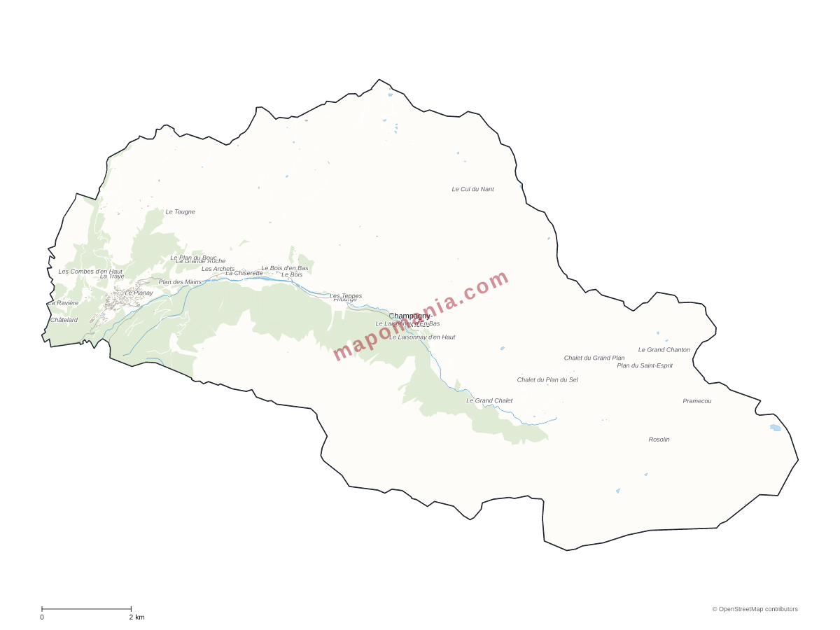Carte de Champagny-en-Vanoise à personnaliser