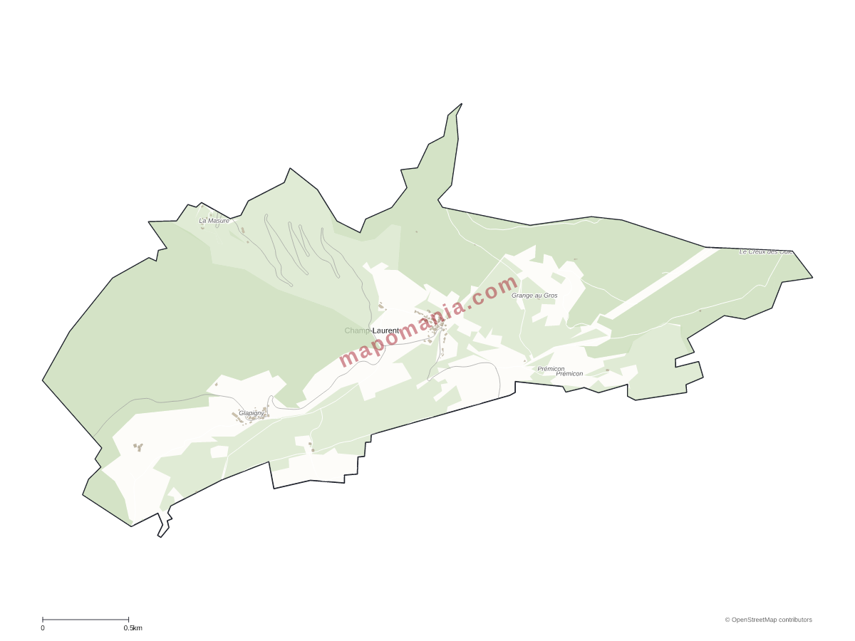 Carte de Champ-Laurent à personnaliser