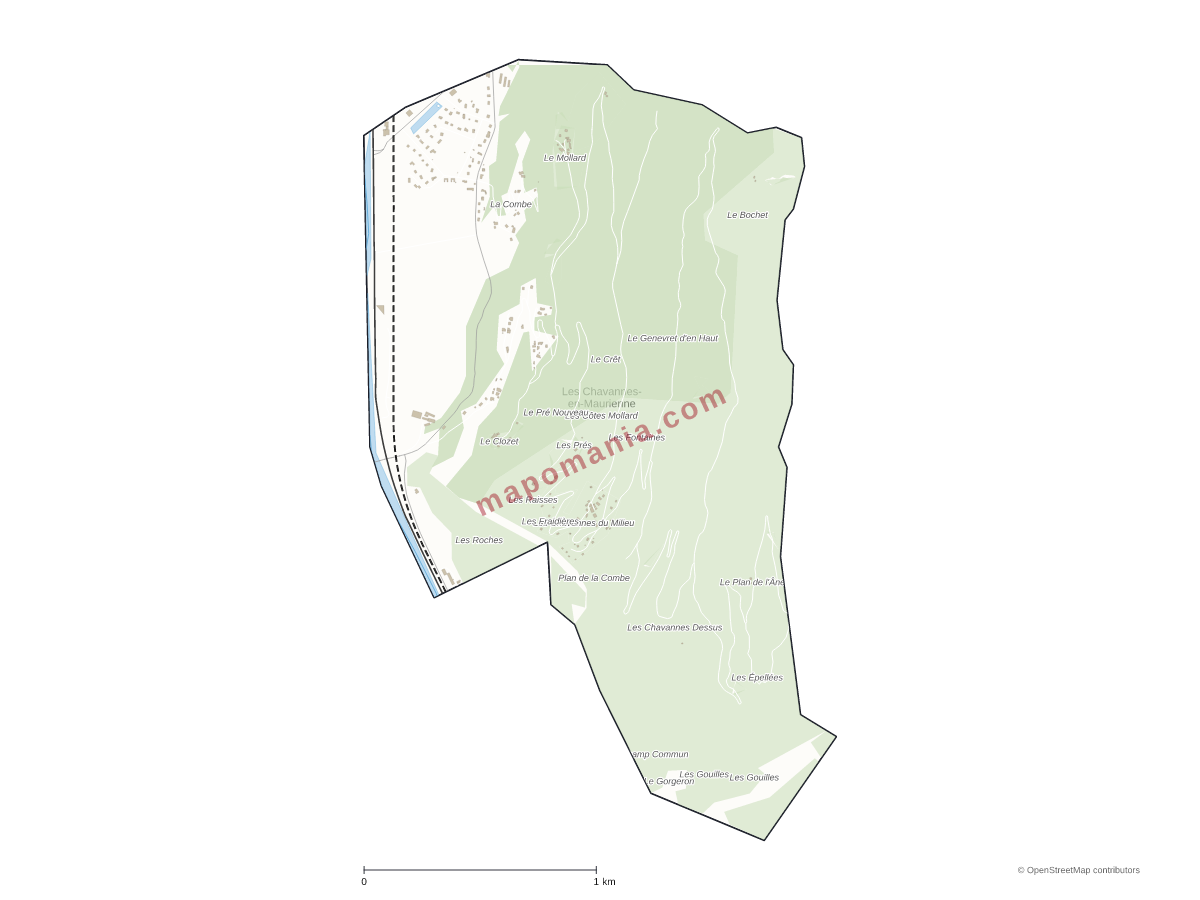 Carte de Les Chavannes-en-Maurienne à personnaliser