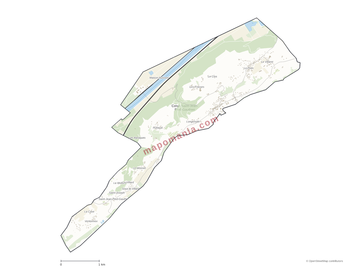 Carte de Coise-Saint-Jean-Pied-Gauthier à personnaliser