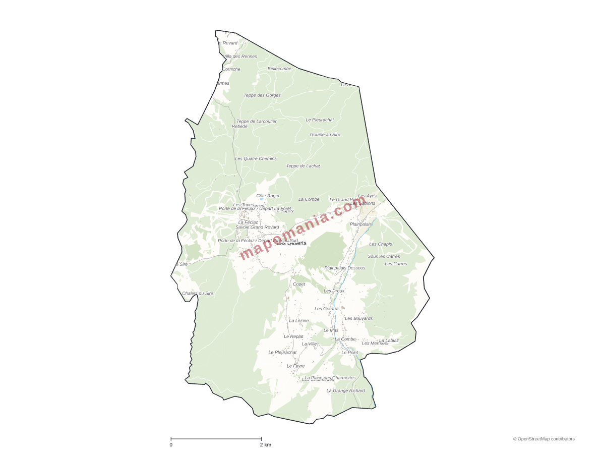 Carte de Les Déserts à personnaliser