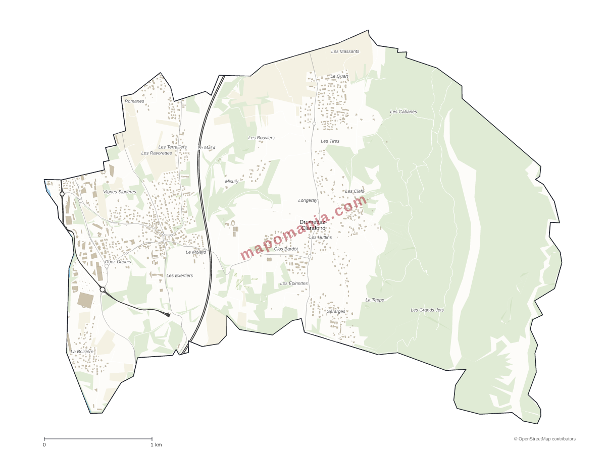 Carte de Drumettaz-Clarafond à personnaliser