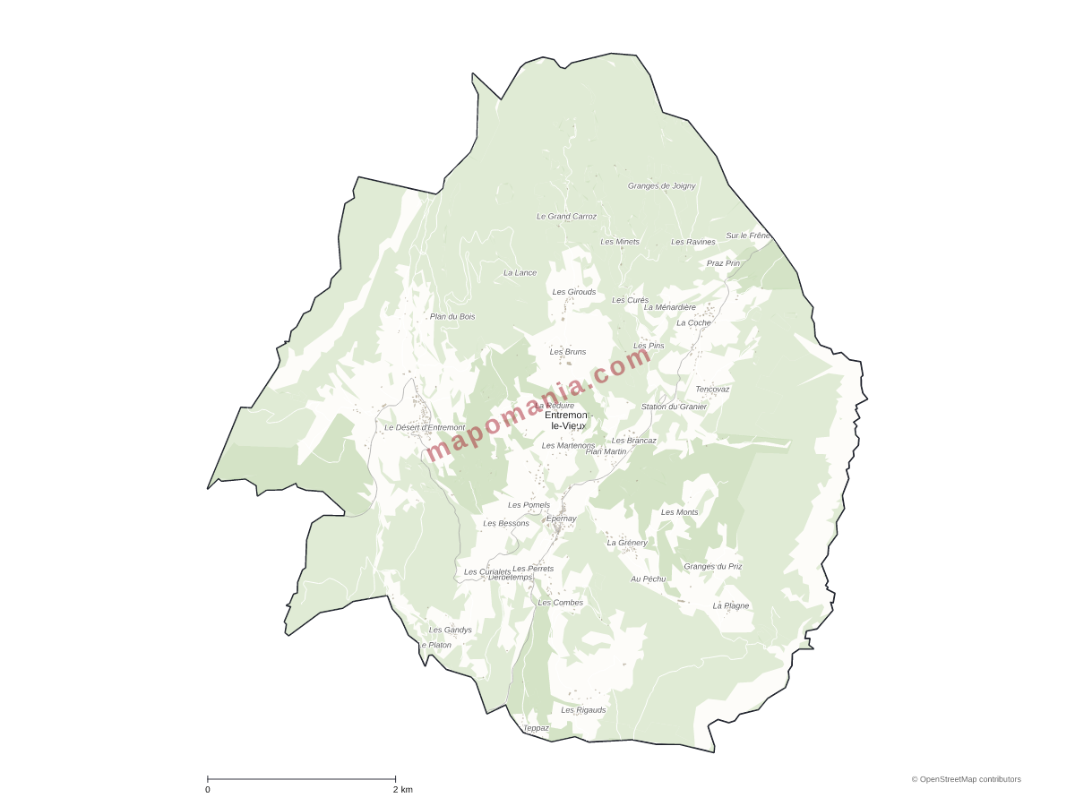 Carte de Entremont-le-Vieux à personnaliser