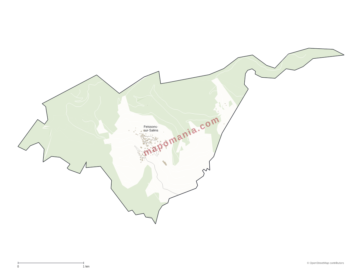 Carte de Feissons-sur-Salins à personnaliser