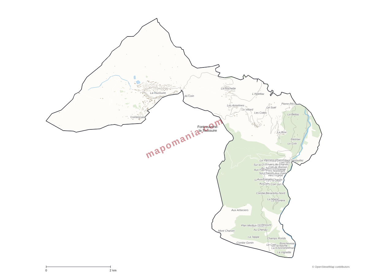 Carte de Fontcouverte-la-Toussuire à personnaliser