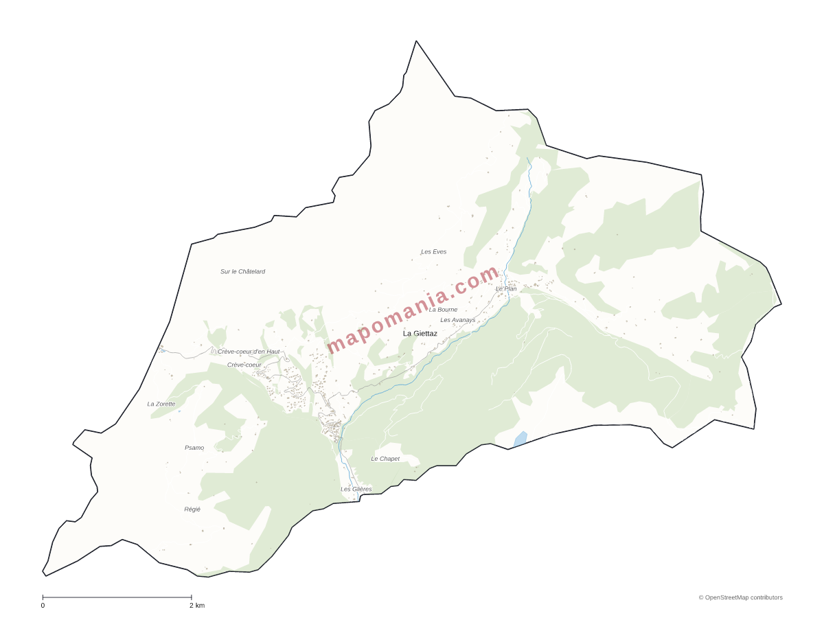 Carte de La Giettaz à personnaliser
