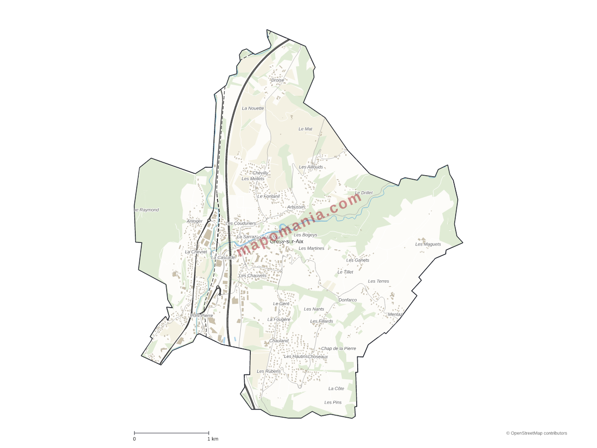 Carte de Grésy-sur-Aix à personnaliser