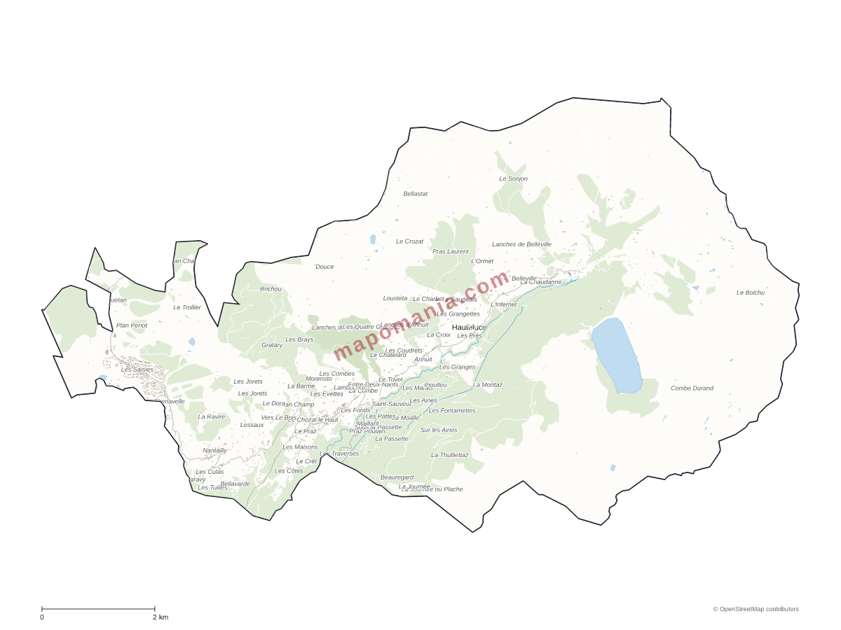 Carte de Hauteluce à personnaliser