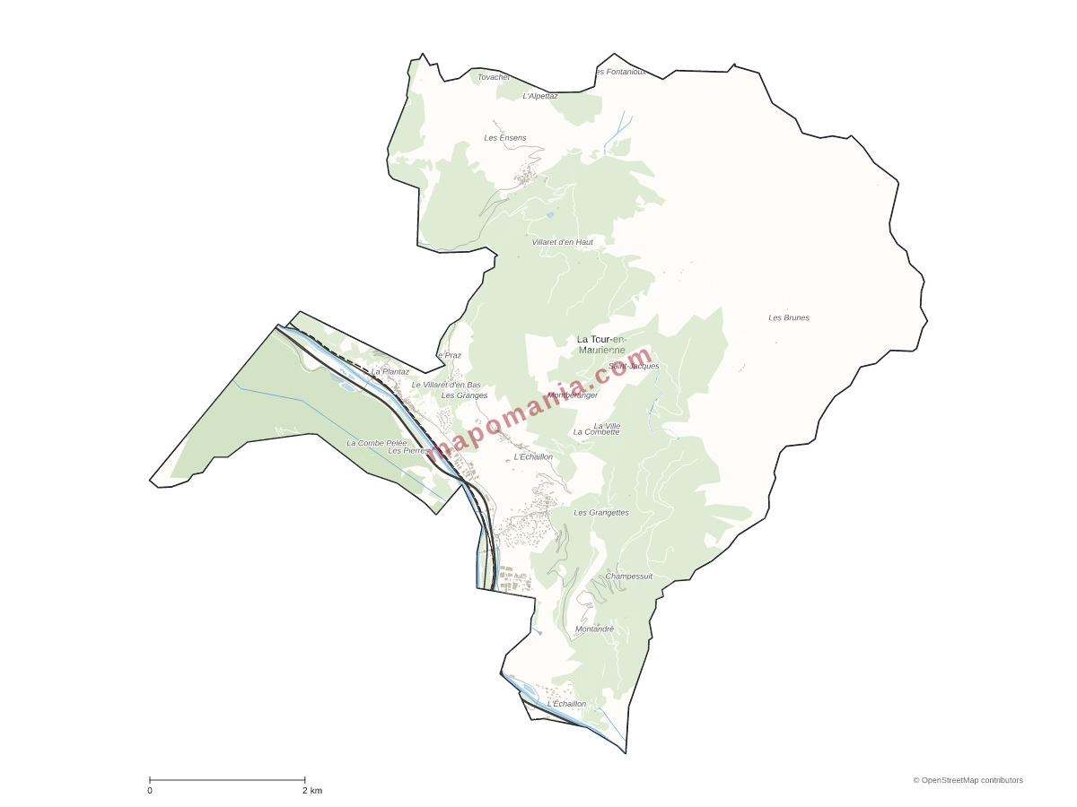 Carte de La Tour-en-Maurienne à personnaliser