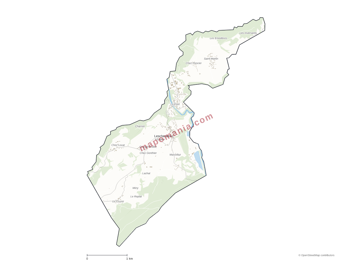 Carte de Lescheraines à personnaliser