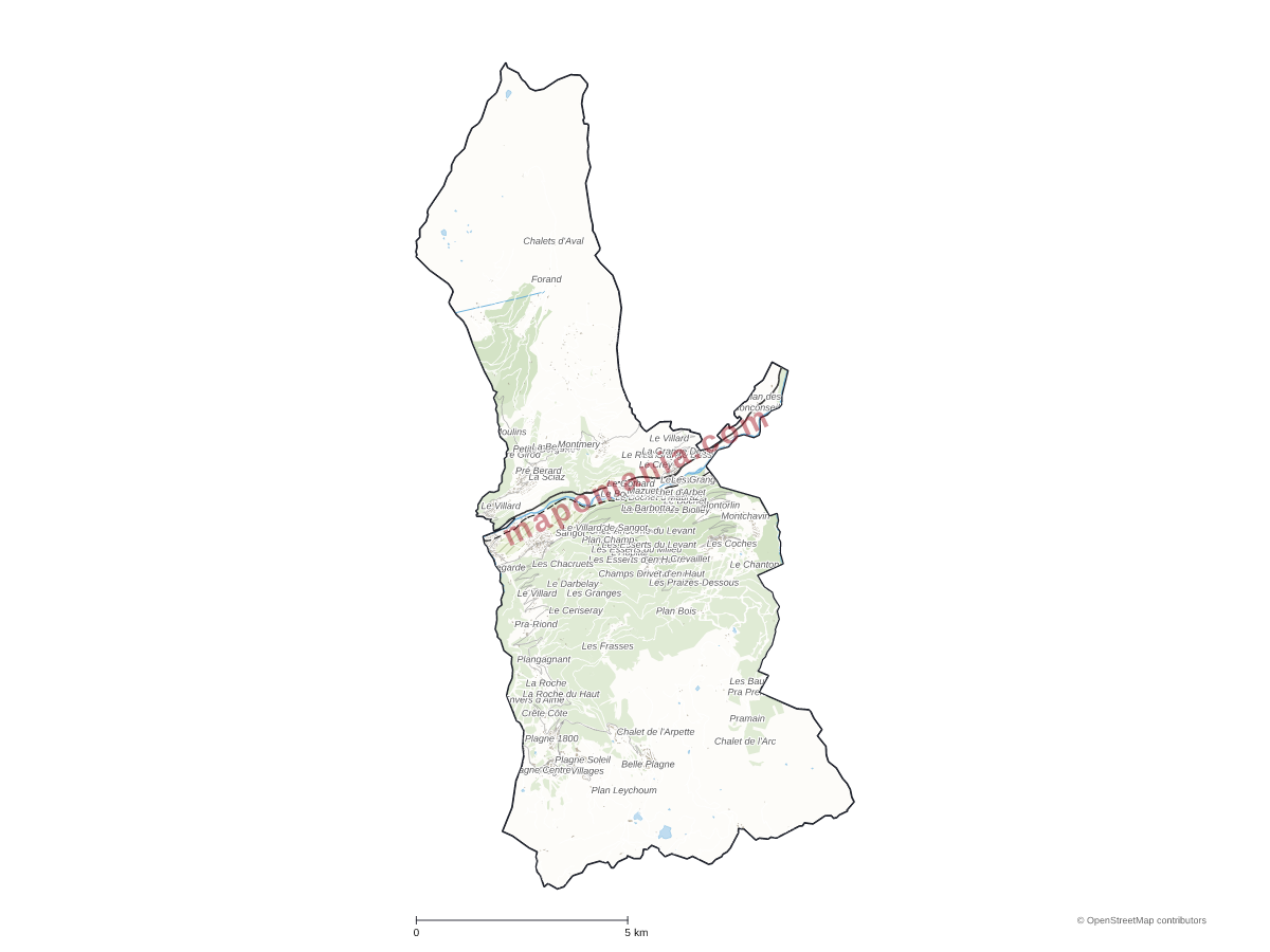 Carte de La Plagne Tarentaise à personnaliser