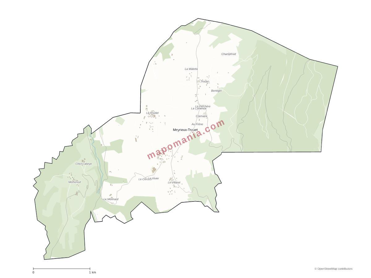 Carte de Meyrieux-Trouet à personnaliser