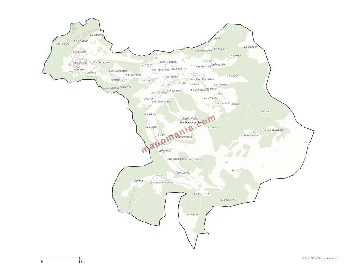 Carte de Notre-Dame-de-Bellecombe à personnaliser