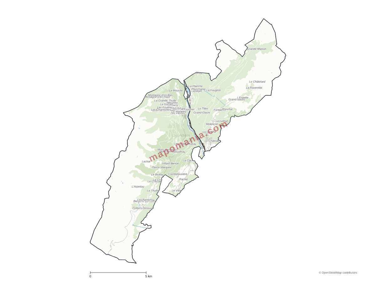 Carte de La Léchère à personnaliser