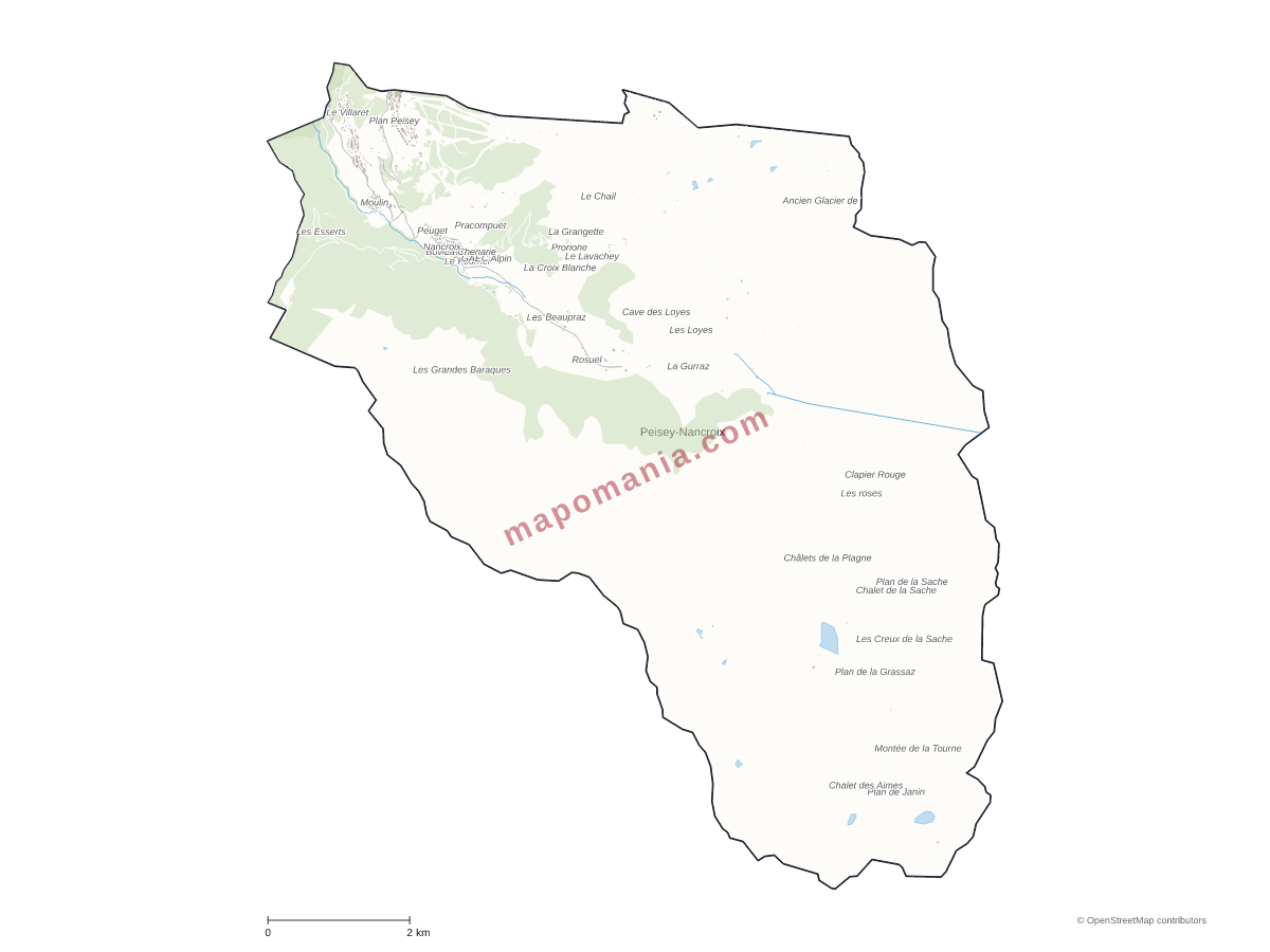Carte de Peisey-Nancroix à personnaliser