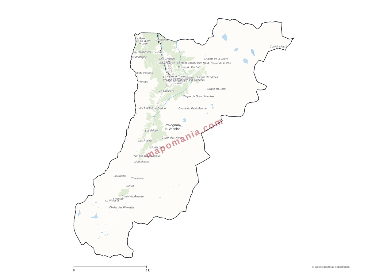 Carte de Pralognan-la-Vanoise à personnaliser