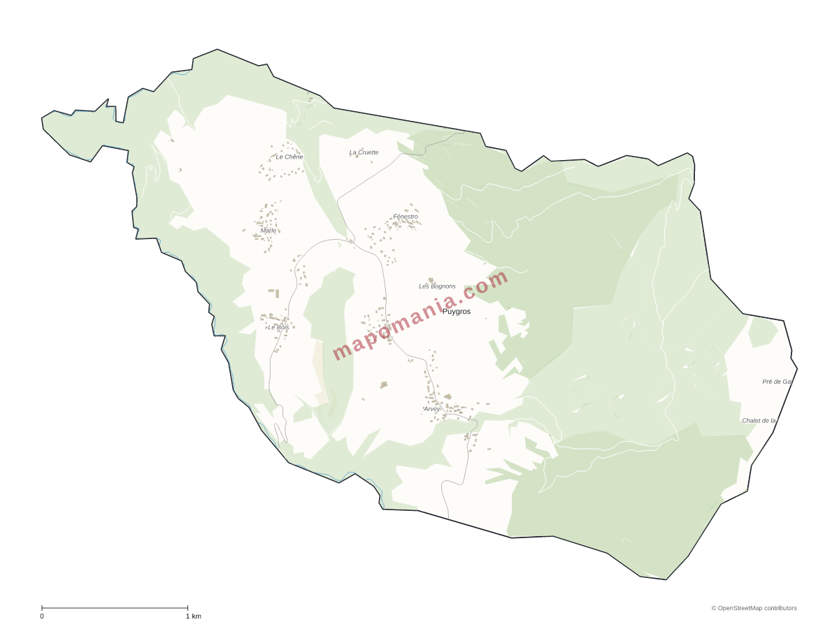 Carte de Puygros à personnaliser