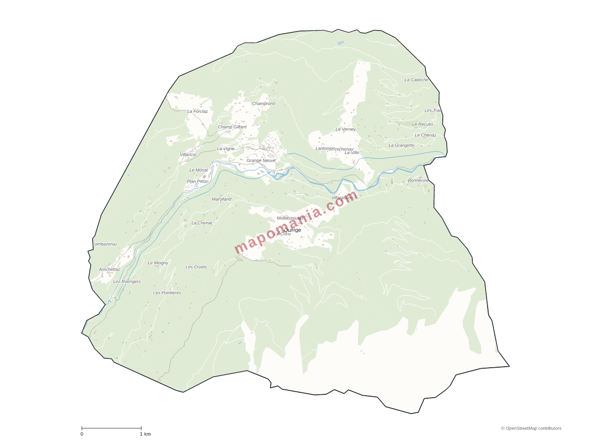 Carte de Queige à personnaliser