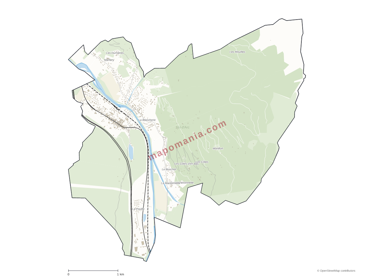 Carte de Val-d'Arc à personnaliser