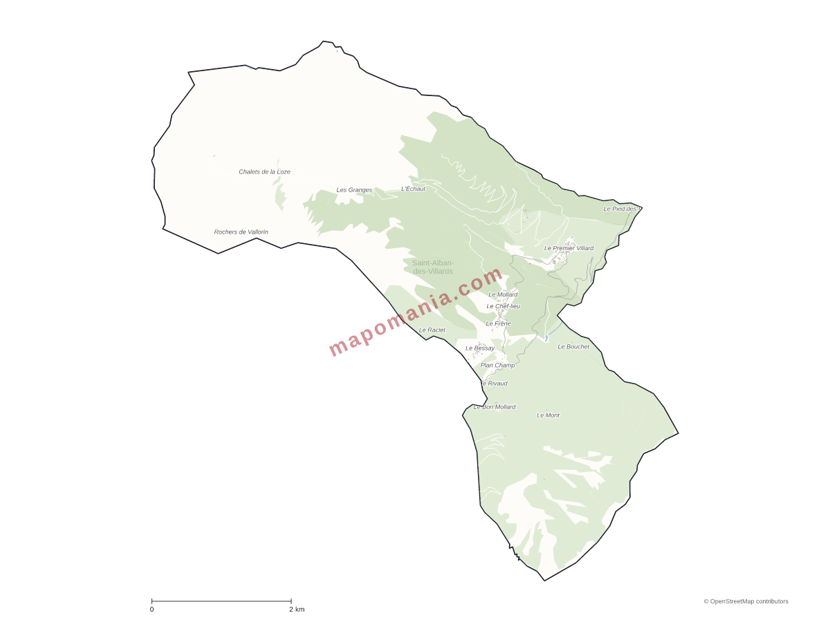 Carte de Saint-Alban-des-Villards à personnaliser