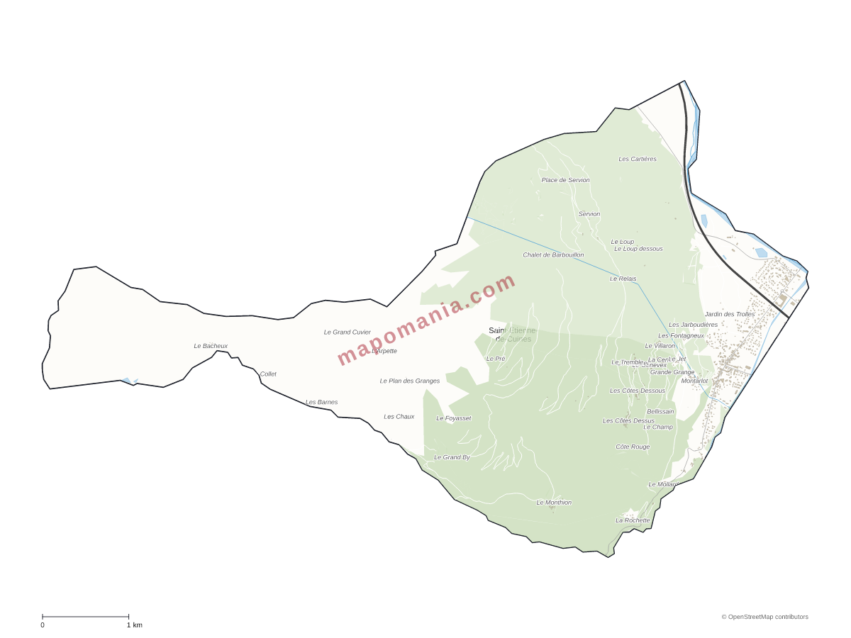 Carte de Saint-Étienne-de-Cuines à personnaliser