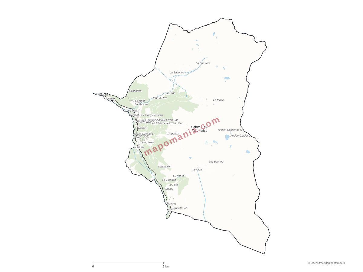 Carte de Sainte-Foy-Tarentaise à personnaliser